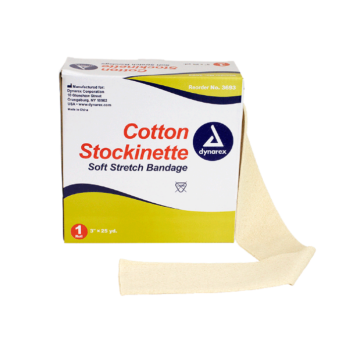 Dynarex Cotton Stockinette, 3" x 25 yd, 4 Rolls/cs