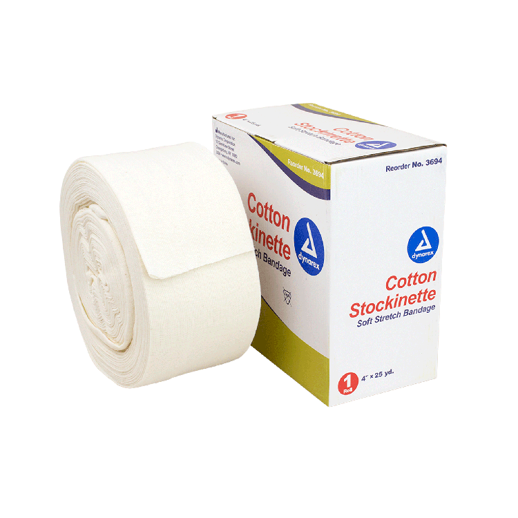 Dynarex Cotton Stockinette, 4" x 25 yd, 4 Rolls/cs