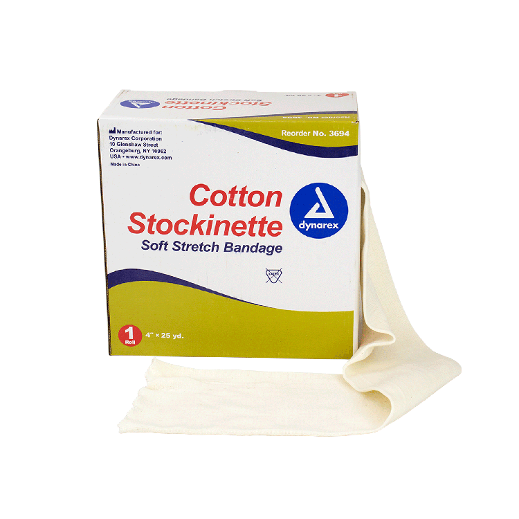 Dynarex Cotton Stockinette, 4" x 25 yd, 4 Rolls/cs