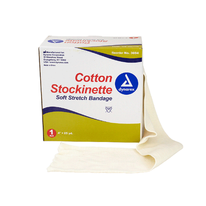 Dynarex Cotton Stockinette, 4" x 25 yd, 4 Rolls/cs