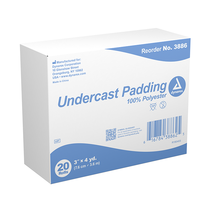 Dynarex Undercast Padding, 3" x 4 yd, 100% Polyester, 4/20/cs