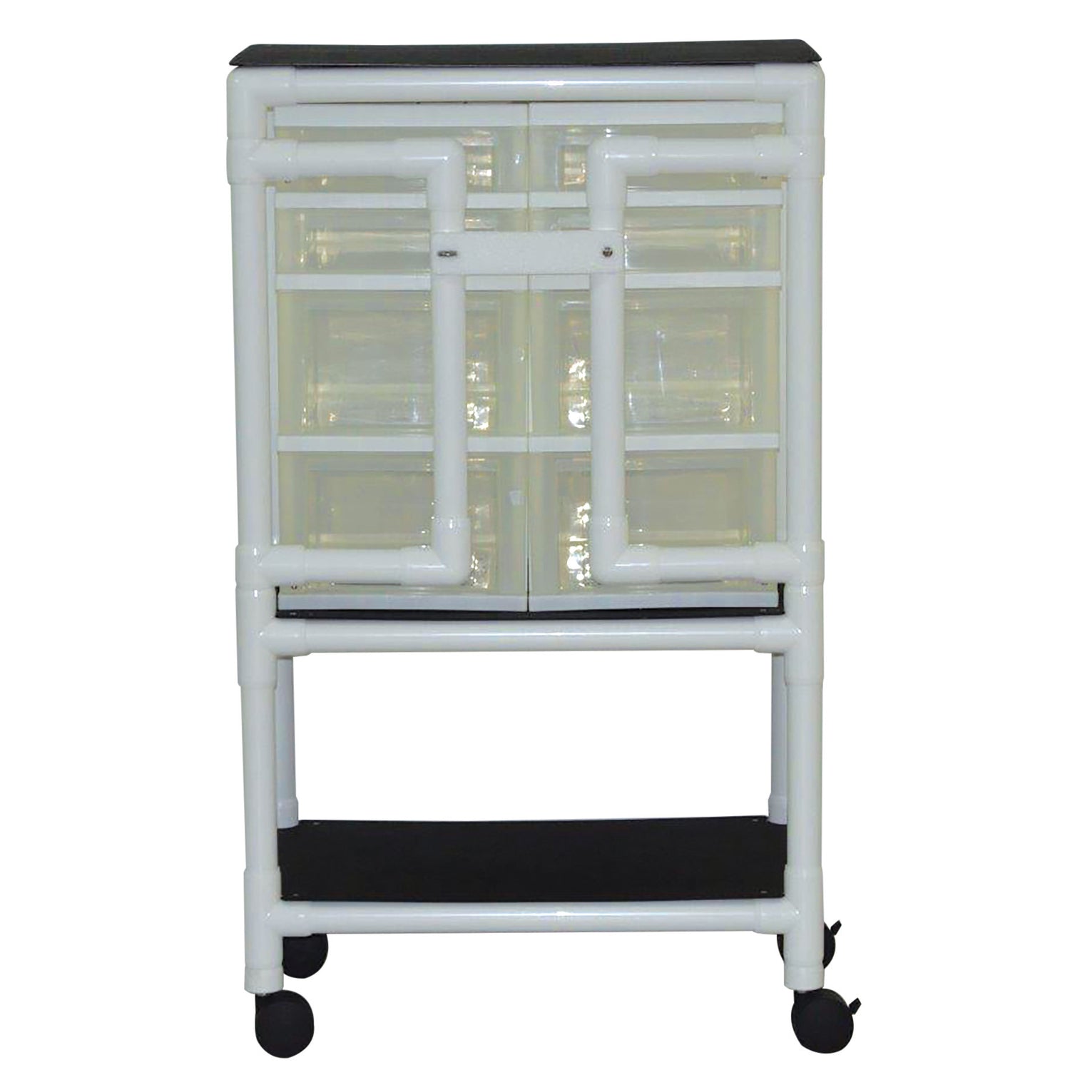 MJM International 3U8D Universal cart with 8 slide out drawers; drawer size: top (4)-12" W x 14" D x 3" H, bottom (4)-12" W x 14" D x 7" H