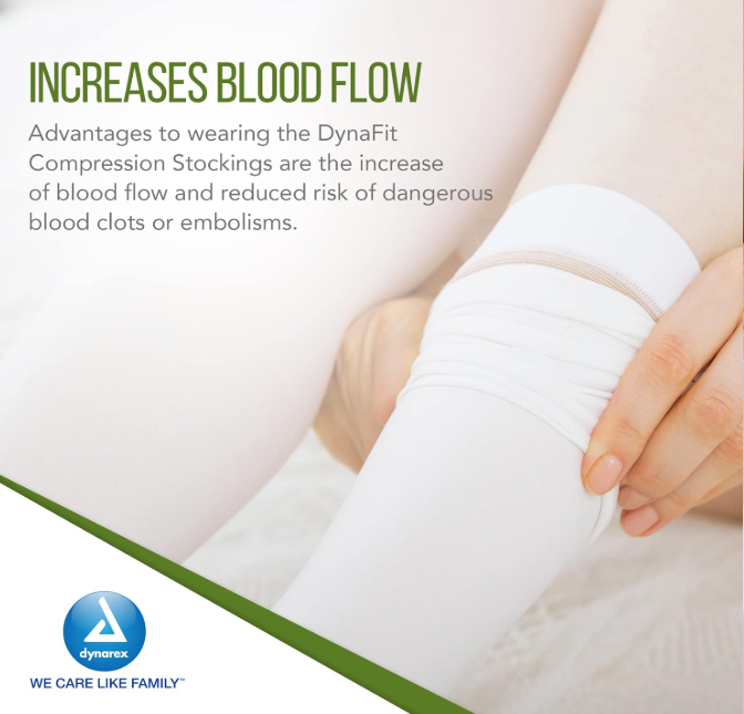 Dynarex DynaFit Compression Stockings - Thigh, Large, 12pairs/bx, 5bxs/case (60 Pairs)