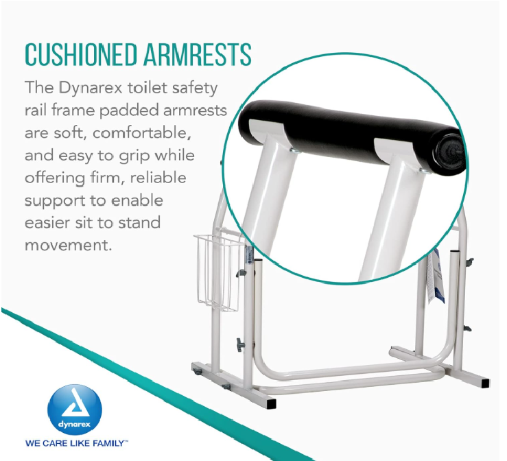 Dynarex Freestanding Toilet Rail, White