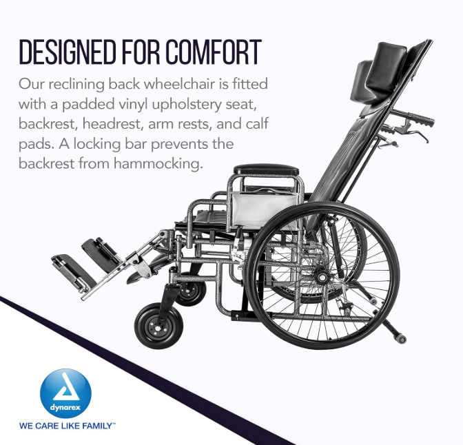 Dynarex Bari+Max Bariatric Reclining Wheelchair with Elevating Leg Rest (ELR)