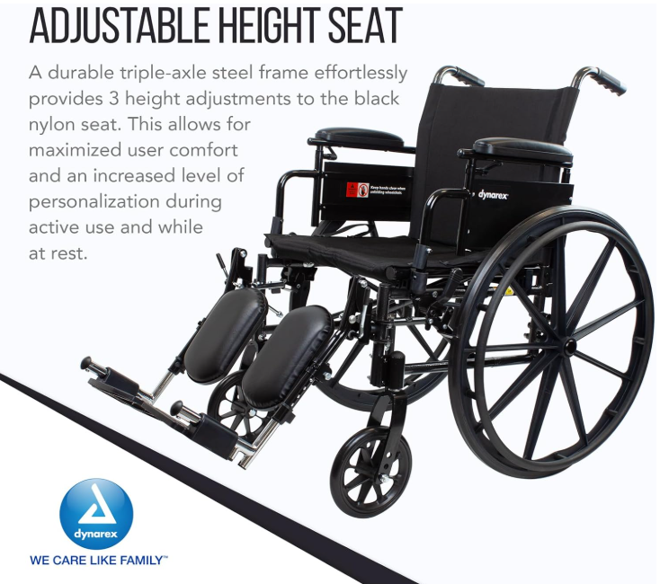 Dynarex DynaRide S4 X-Lite Wheelchair - Flip Desk Arm E, Silver Vein Finish