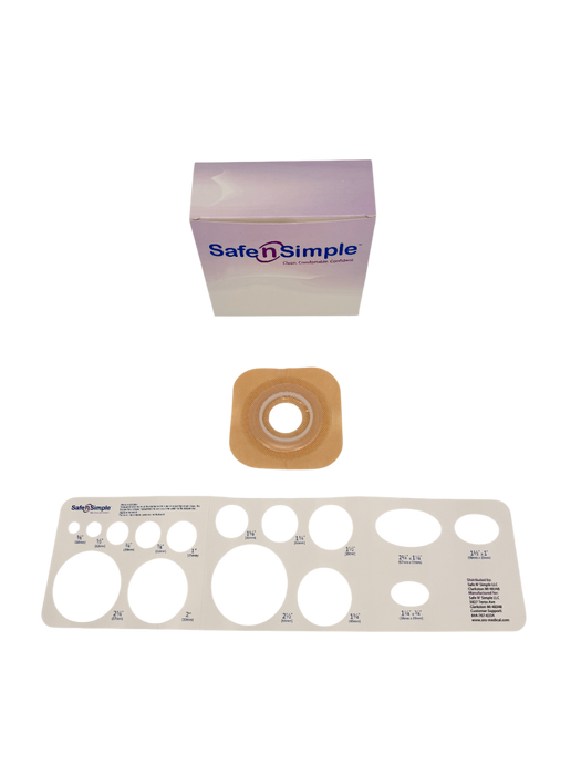 Safe N Simple 2-Piece Wafer Standard Wear with Tape Collar Beige 45mm 1 3/4" Flange with Pre Cut Stoma Opening (80 Count)