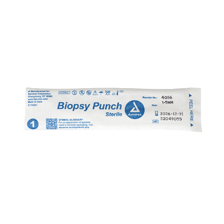 Dynarex Biopsy Punches, 1.5 mm, White, 25/bx