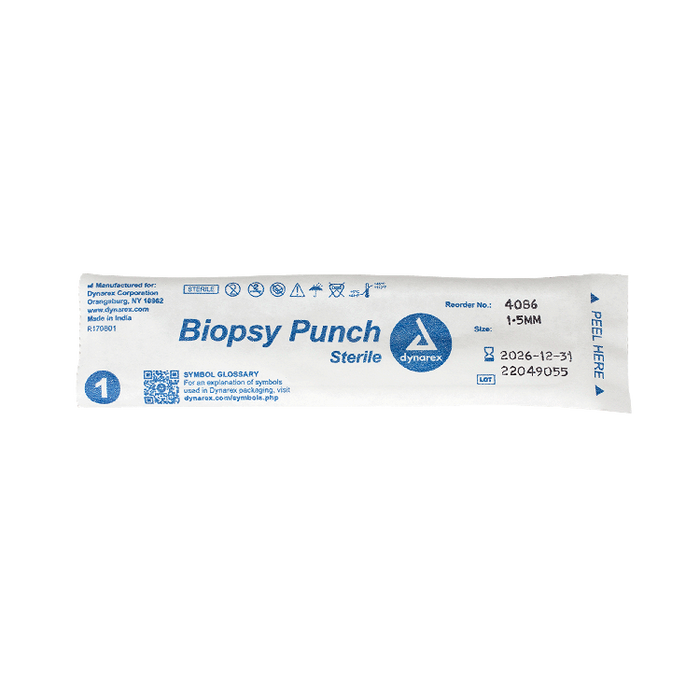 Dynarex Biopsy Punches, 1.5 mm, White, 25/bx