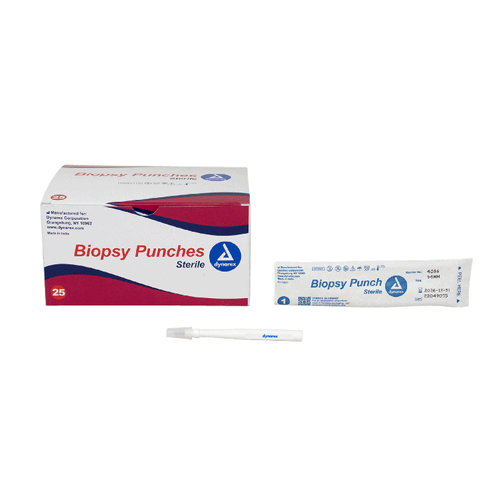 Dynarex Biopsy Punches, 1.5 mm, White, 25/bx