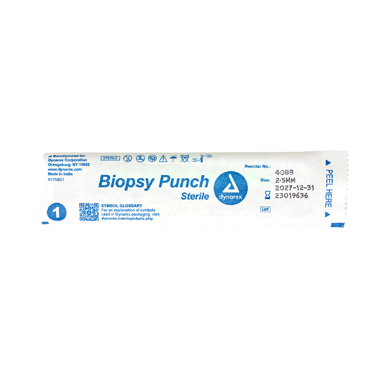 Dynarex Biopsy Punches, 2.5 mm, Green, 25/bx