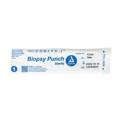 Dynarex Biopsy Punches, 3.0 mm, Gray, 25/bx