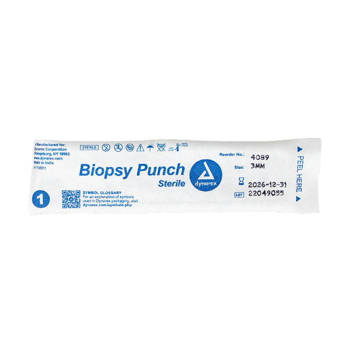 Dynarex Biopsy Punches, 3.0 mm, Gray, 25/bx