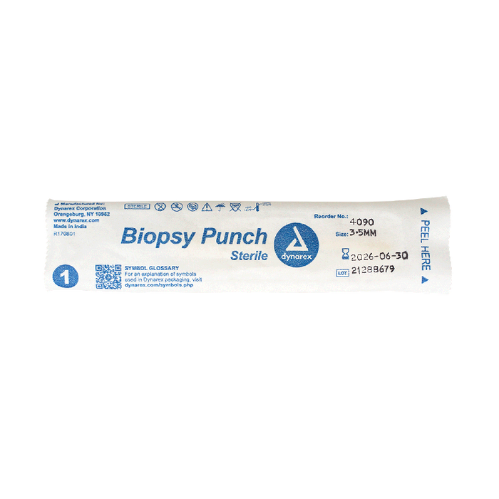 Dynarex Biopsy Punches, 3.5 mm, Yellow, 25/bx