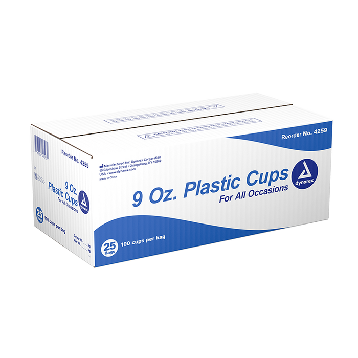 Dynarex Clear Plastic Cups - 100ea/bx, 25bxs/cs (2500 Count)
