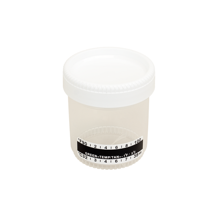 Dynarex Urine Container with Temperature Strip, 90 mL - Transparent, White (400 Count)