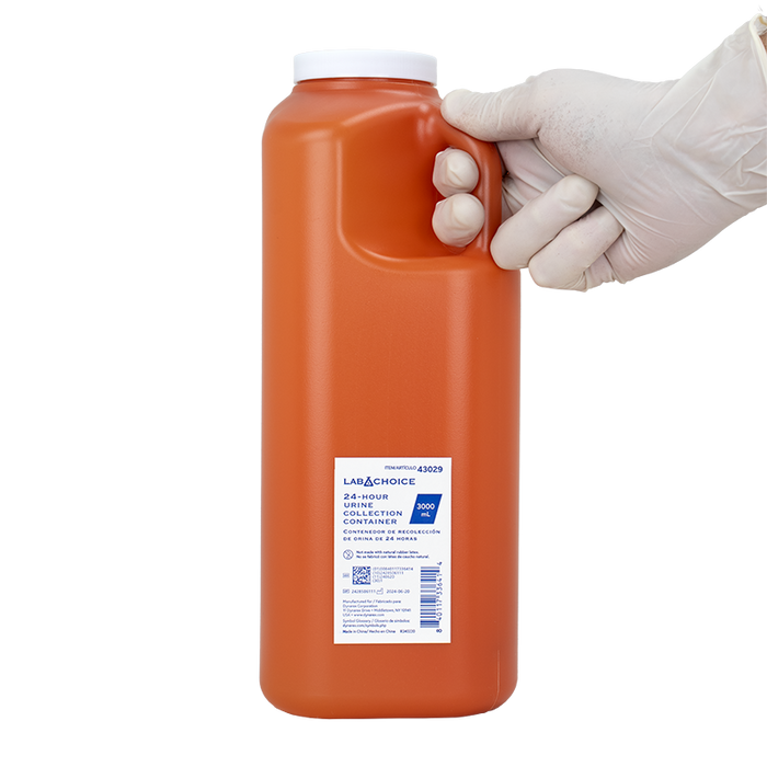 Dynarex 24-hour Urine Collection Container, 3000 mL - Orange, White (40 Count)
