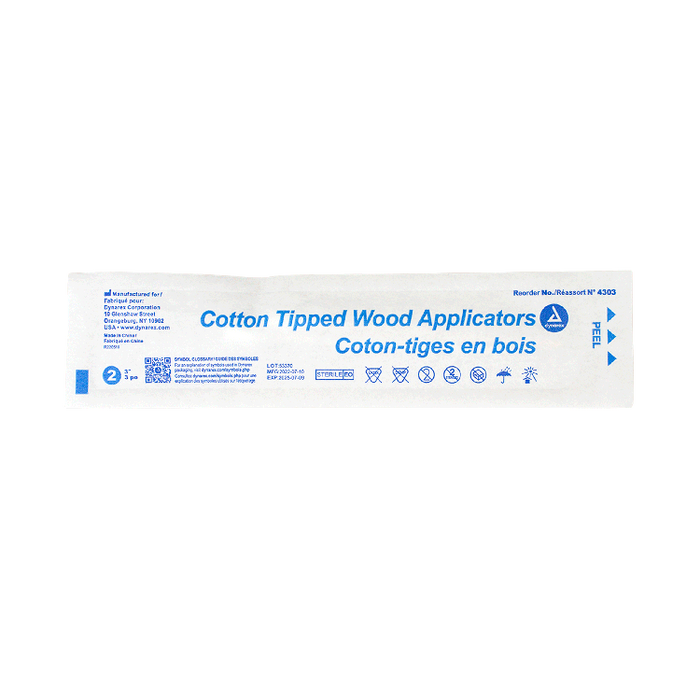 Dynarex Cotton Tipped Wood Applicators - Sterile, in Pouch (2000 Count)