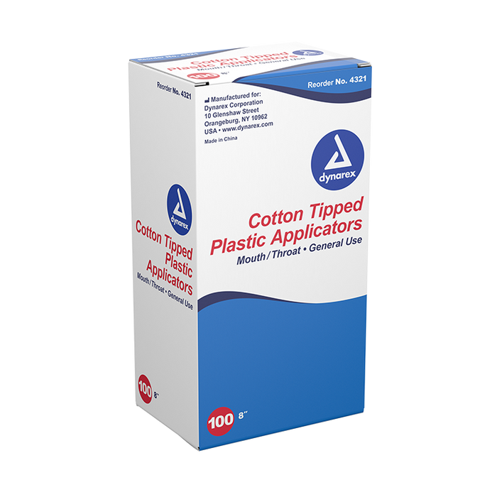 Dynarex Cotton Tipped Plastic Applicator Large Tip, 100ea/bx, 10bxs/cs (1000 Count)