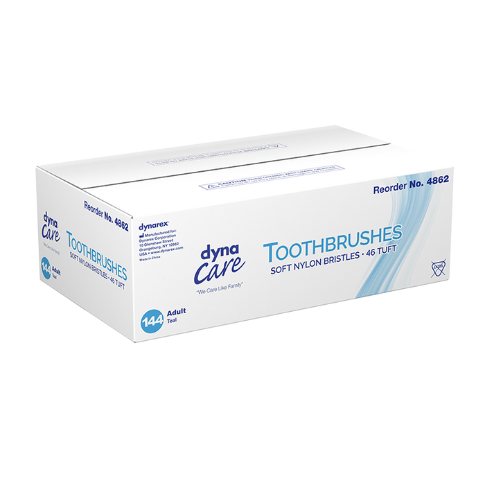 Dynarex Toothbrushes, Soft Nylon Bristles - 46 Tuft, 144ea/bx, 10bxs/cs (1440 Count)