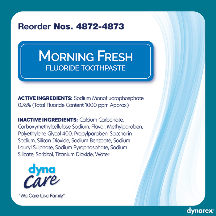 Dynarex Morning Fresh Mint Toothpaste with Fluoride (144 Count)