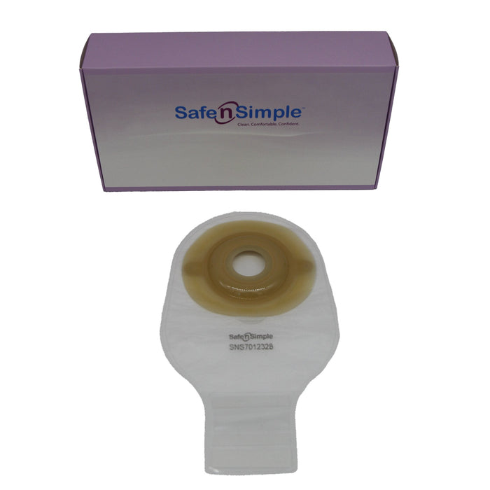 Safe N Simple 12" Convex 1-Piece Extended Wear Pre-Cut Drainable Ostomy Pouches (80 Count)
