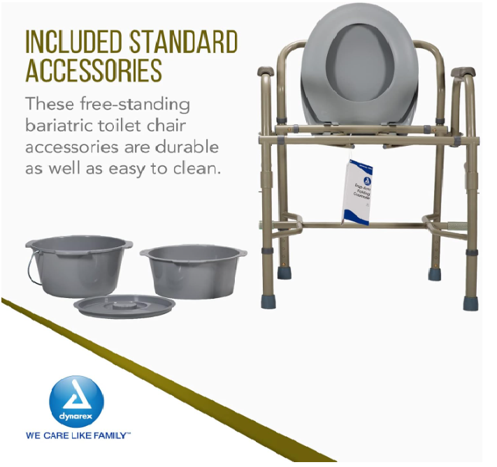 Dynarex Drop-Arm Commode, Steel