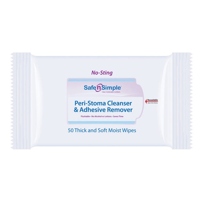 Safe N Simple Peri-Stoma Cleanser and Adhesive Remover Wipes (12 Count)