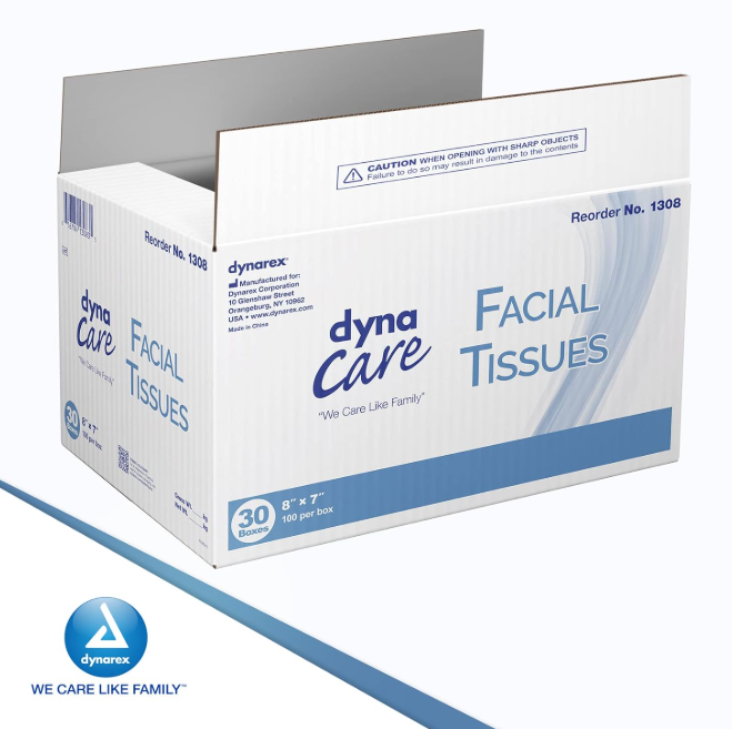 DynaCare Facial Tissues, 8" x 7", 30bxs/case (30 Count)