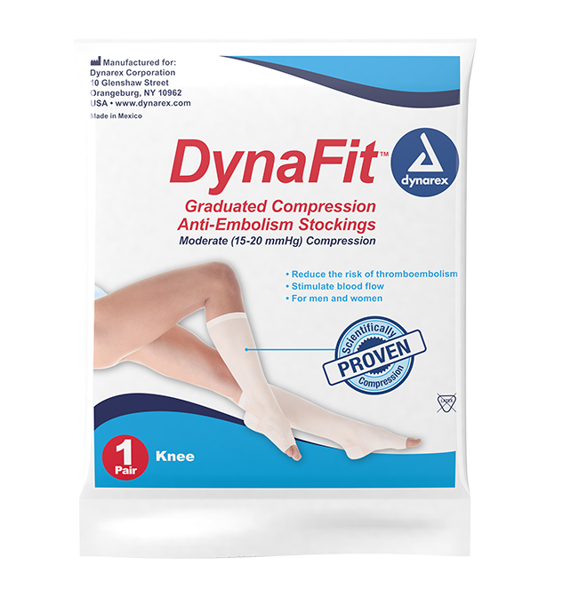 Dynarex DynaFit Compression Stockings - Knee, Large, 12pairs/bx, 5bxs/case (60 Pairs)