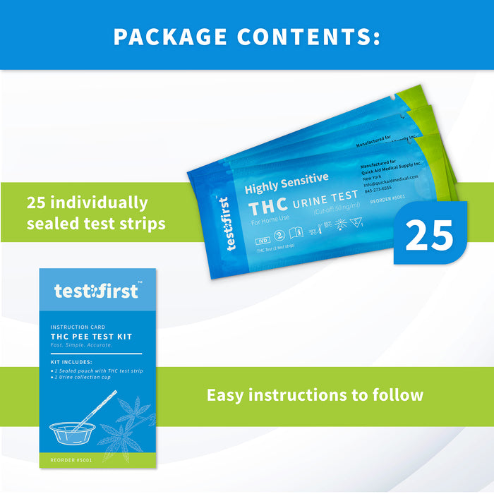 THC Tests for Home 2500 Count, At-Home Marijuana Drug Test Kit, THC Drug Test Kit for Marijuana/Weed, THC Drug Test Urine, Easy Home Drug Test, THC Test Strips 50 ng/ml - 25/Pack 100/Box