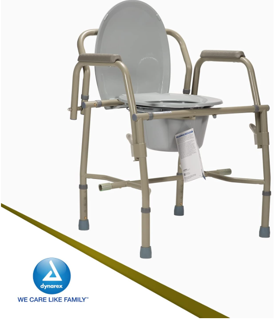 Dynarex Drop-Arm Commode, Steel