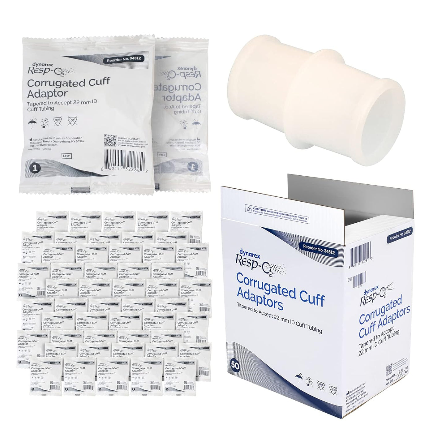 Dynarex Resp-O2™ Adapters & Connectors (50 Count) — Go Bulk Medical