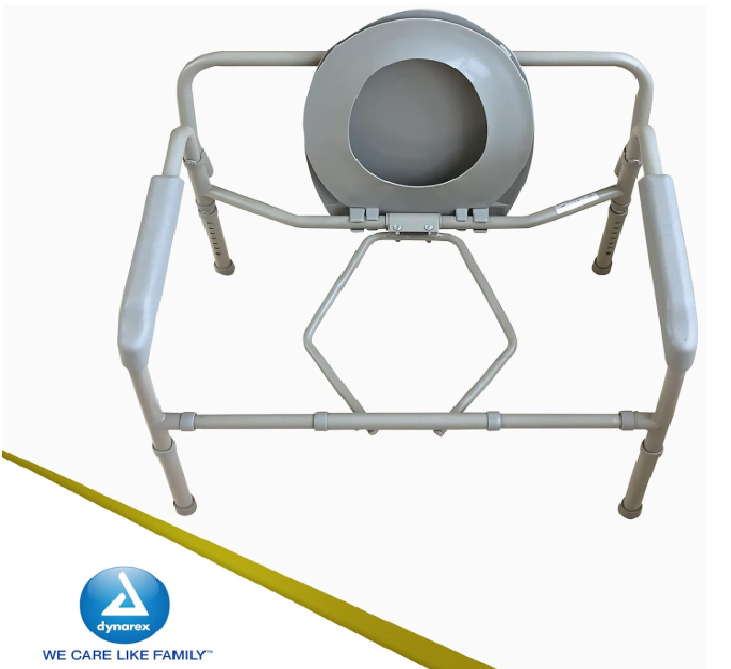 Dynarex Bari+Max Bariatric Folding Commode, Steel Adjustable Heigh 32" - 38"