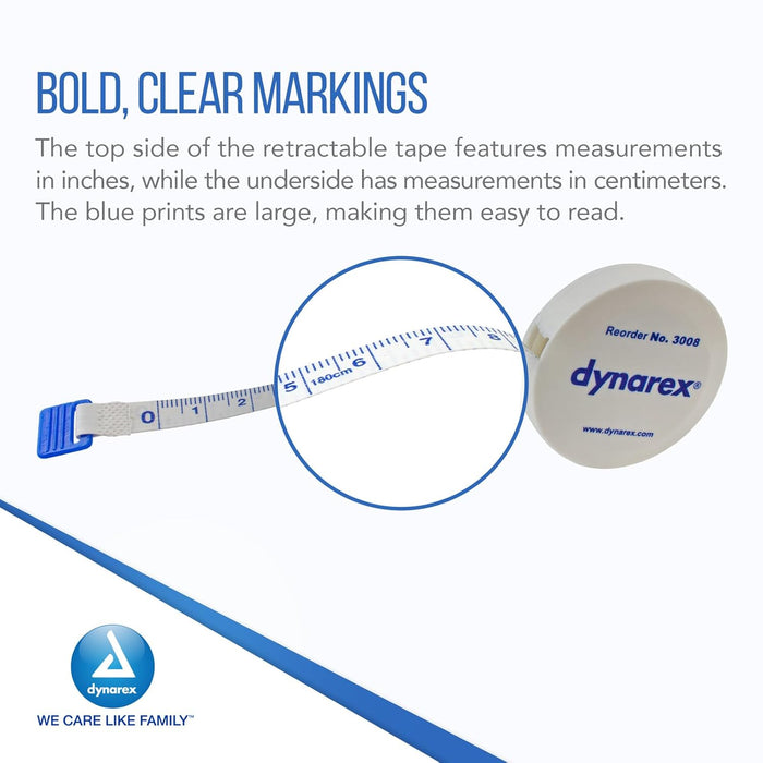 Dynarex Retractable Tape Measure, 72" - 6ea/bx, 24bxs/cs (144 Count)