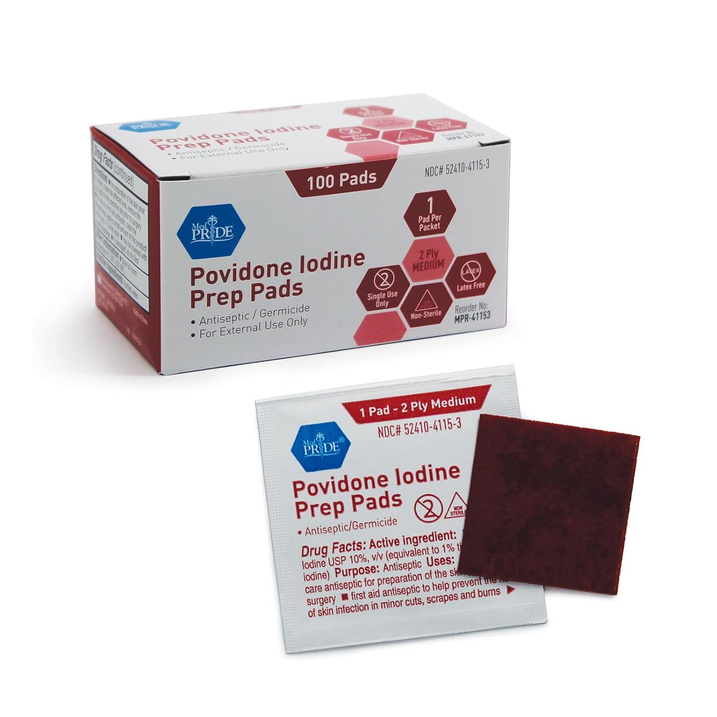 Povidone Iodine Prep Pads - Md - 10/100/cs.