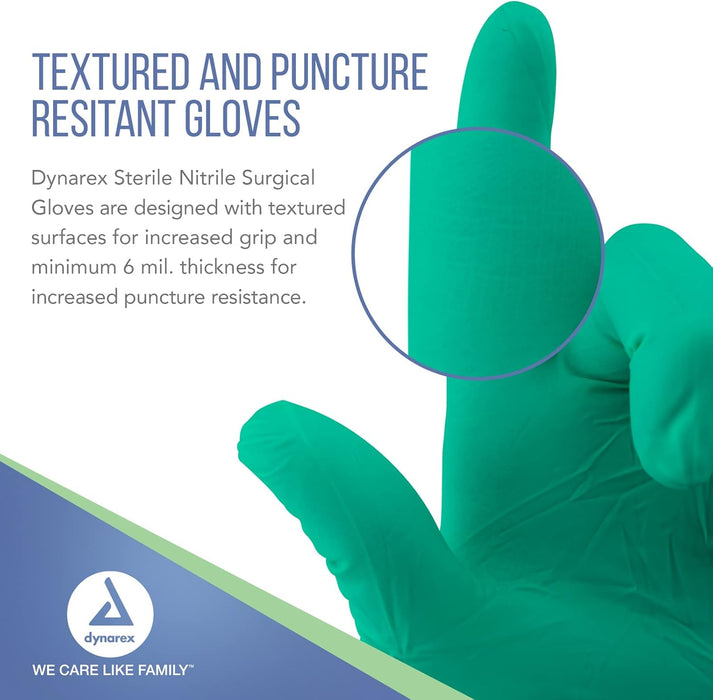Dynarex Sterile Nitrile Surgical Gloves, Powder-Free - 50ea/bx, 4bxs/cs (200 Count)