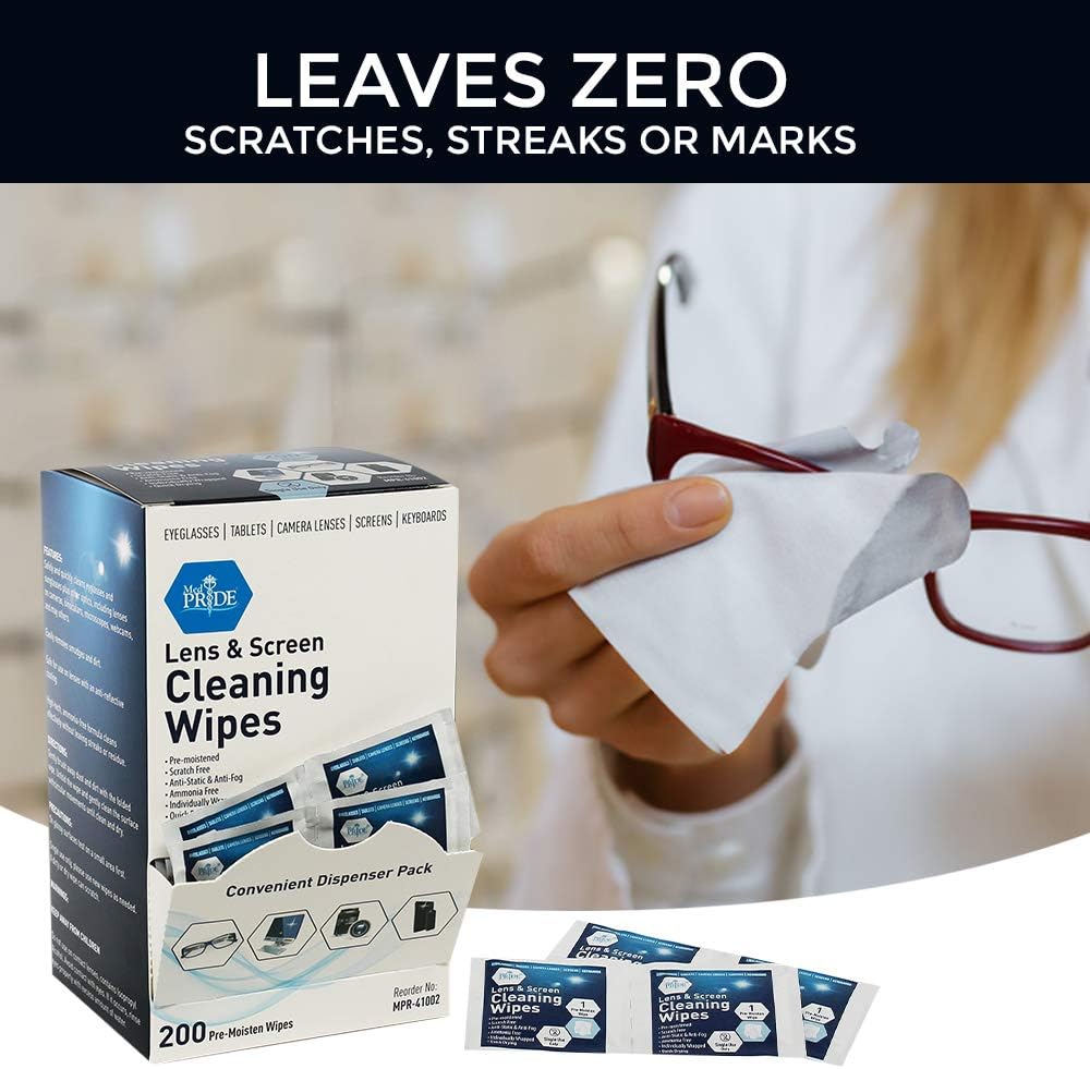 Lens Cleaning Wipes - 6" x 5"- 20/200/cs.