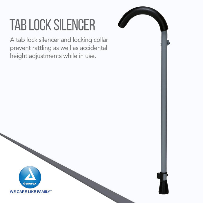 Dynarex Round Crook Handle Cane w/ Tab Lock Silencer, 6bx/case (6 Count)