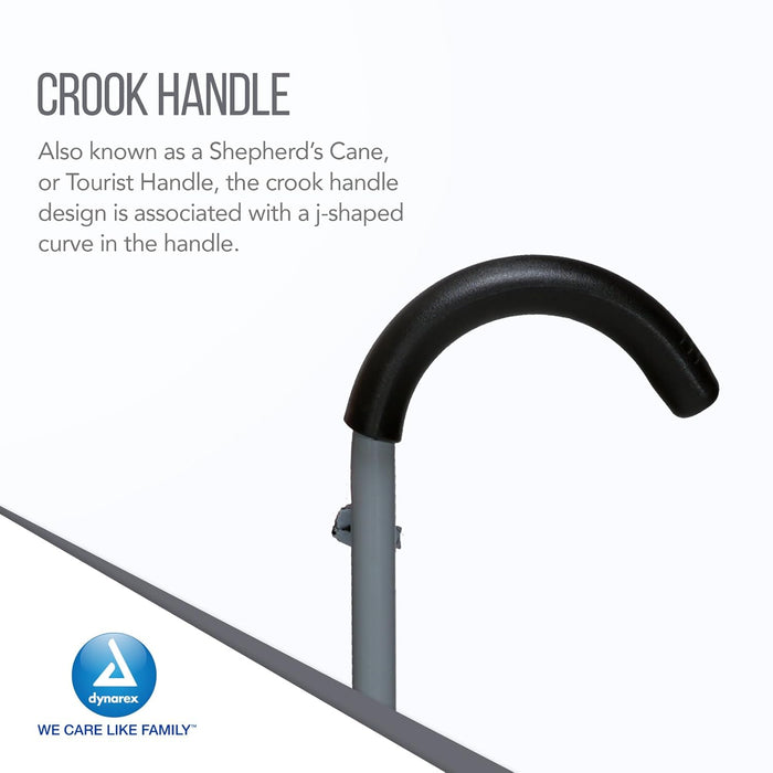Dynarex Round Crook Handle Cane w/ Tab Lock Silencer, 6bx/case (6 Count)