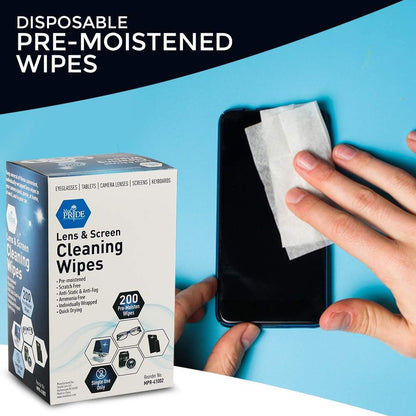 Lens Cleaning Wipes - 6" x 5"- 20/200/cs.