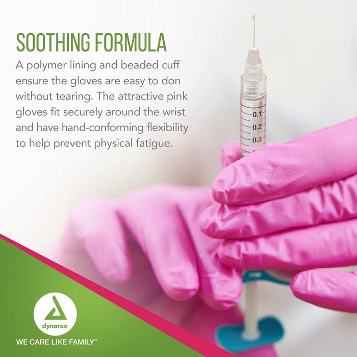 Dynarex AloeSkin Nitrile Exam Gloves with Aloe, Powder-Free - 100ea/bx, 10bxs/cs (1000 Count)