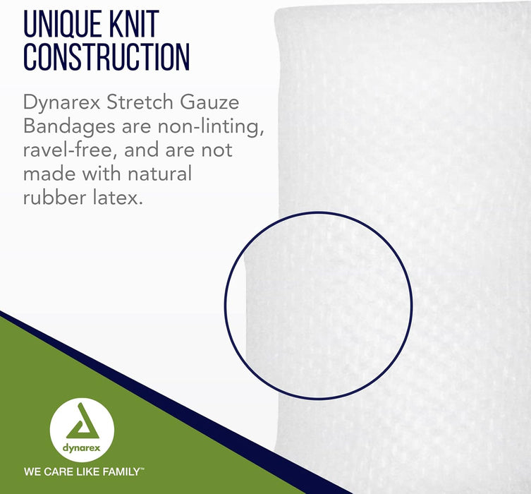 Dynarex Stretch Gauze Bandage Roll, 12ea/bx 8bxs/cs (96 Count)