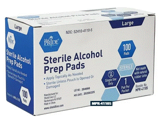 Sterile Alcohol Prep Pads - Lg  - 10/100/cs.