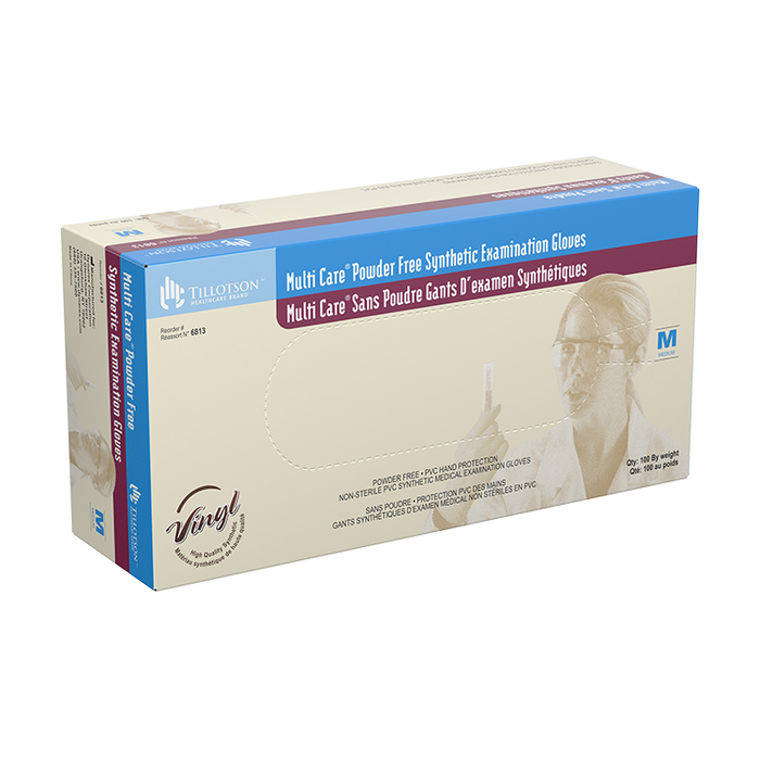 Dynarex Multi Care Vinyl Exam Gloves, Powder-Free - 100ea/bx, 10bxs/cs (1000 Count)