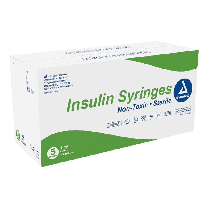 Dynarex Insulin Syringe - Non-Toxic, Individual Wrapped (500 Count)