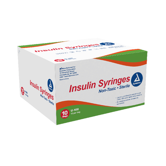 Dynarex Insulin Syringe - Non-Toxic, Multi-Pack (500 Count)