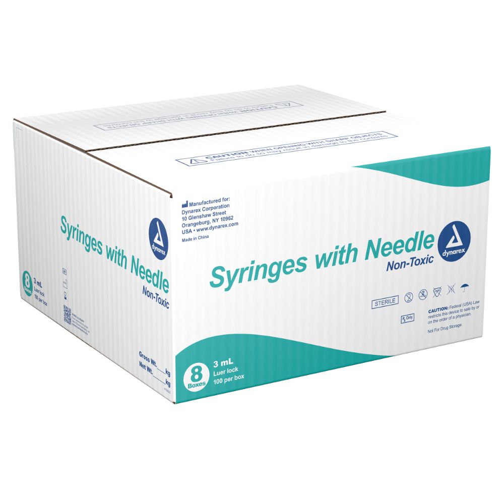Dynarex Syringes With Needle - 3cc (800 Count)