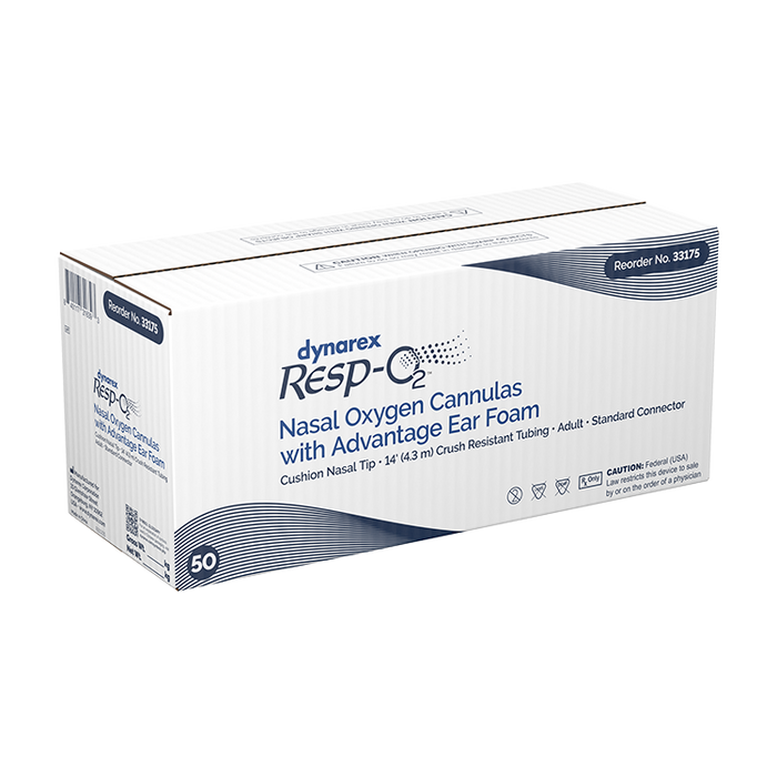 Dynarex Resp-O2 Nasal Oxygen Cannula, Cushion Tip w/Advantage Ear Foam (50 Count)