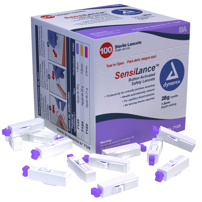 Dynarex Safety Lancets - Button and Pressure (1000 Count)